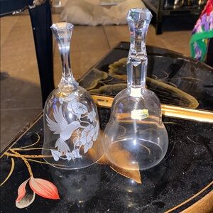 Elegant Clear Crystal Noritake Bell and Glass set of 2